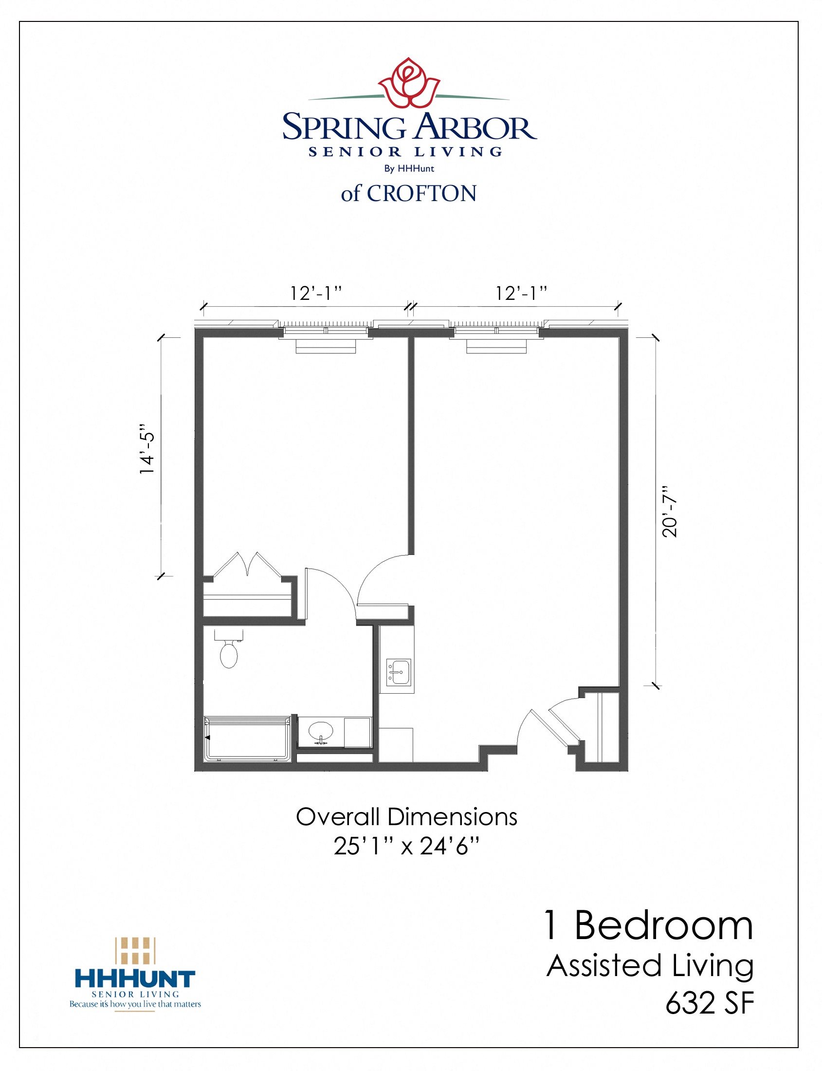 1Bed - AL 632 Square-Foot 1Bed - AL at Spring Arbor of Crofton, Maryland